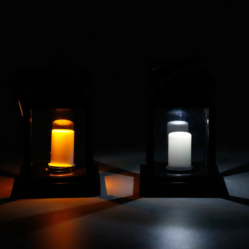 Lanterne Solaire Avec Bougie LED - Lampe À Suspendre Pour Jardin Et Terrasse , Lumière Décorative Pour L' Extérieur