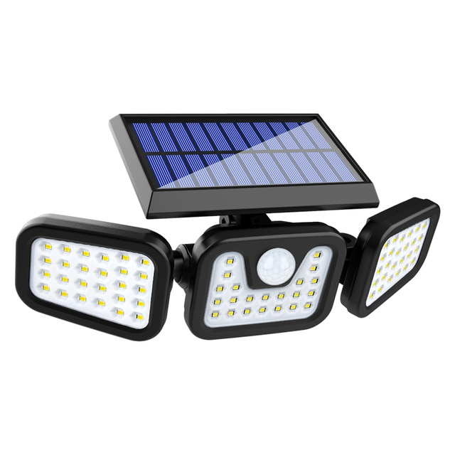 Projecteur Solaire à Led avec Détecteur de Mouvement - Éclairage Extérieur à 3 Projecteurs pour le Jardin , la Cour et le Garage
