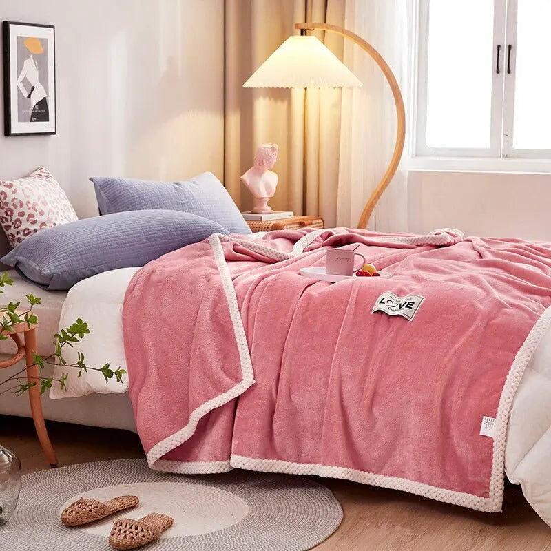 Couverture Douillette en Flanelle Polaire Rose