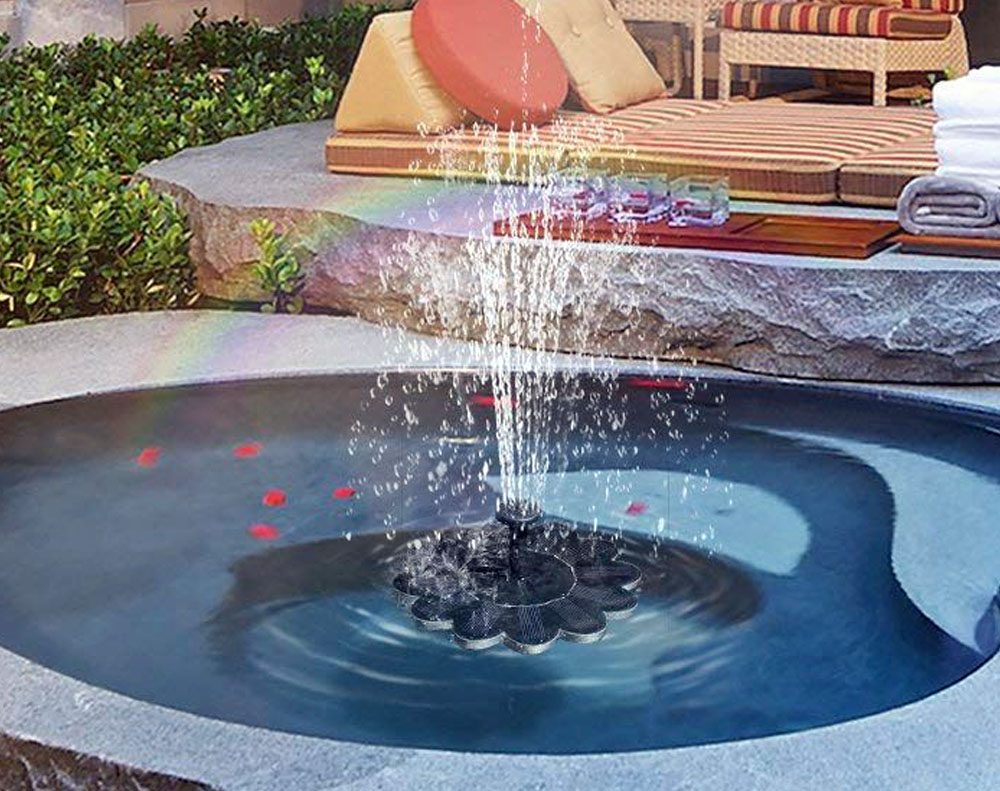 Fontaine à Énergie Solaire pour le Jardin - Design Floral Fontaine D' Eau pour Étangs et Piscines
