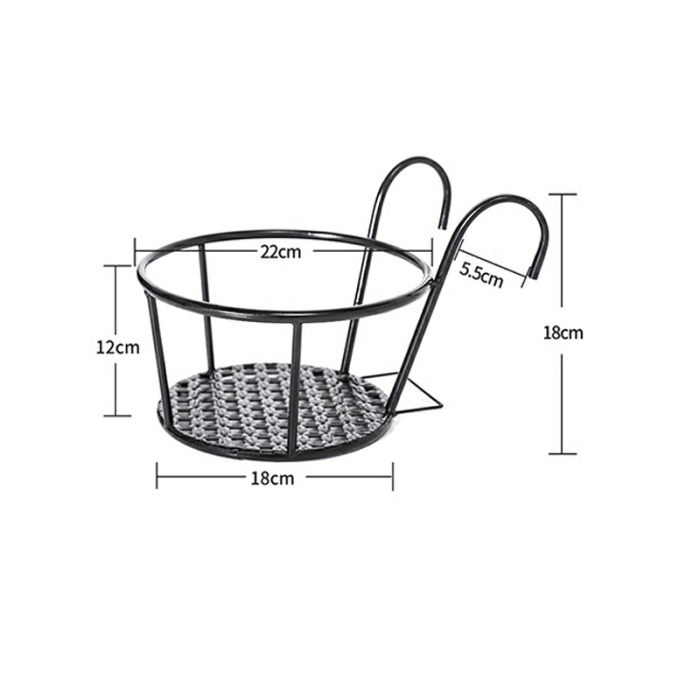 Panier à Plantes Suspendu en Métal - Pot à Plantes de Balcon avec Crochet pour le Jardin et la Terrasse