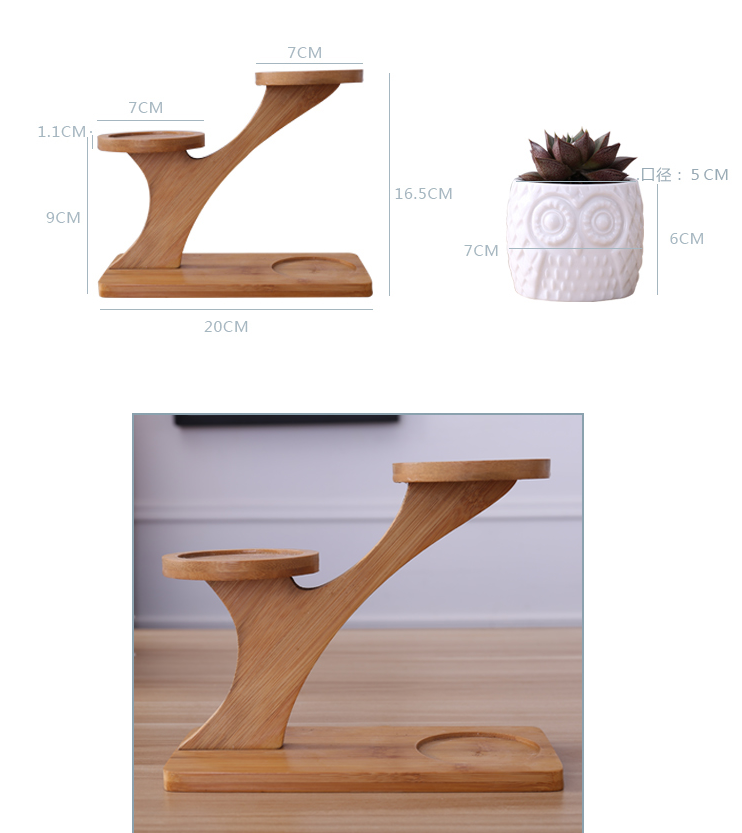Porte-plantes Décoratif en Bois - Pots à Plantes au Design de Hibou pour Succulentes et Plantes D' Intérieur