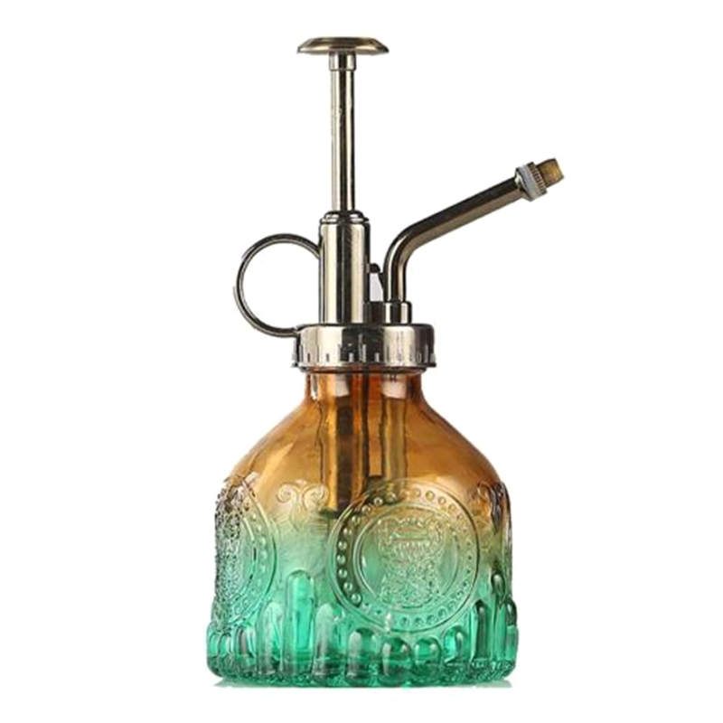 Bouteille En Verre Gaufré Avec Buse En Métal - Vaporisateur Pour L' Arrosage Des Fleurs Au Design Vintage