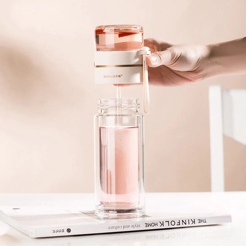 Bouteille En Verre À Double Paroi Avec Filtre À Thé Et Infuseur
