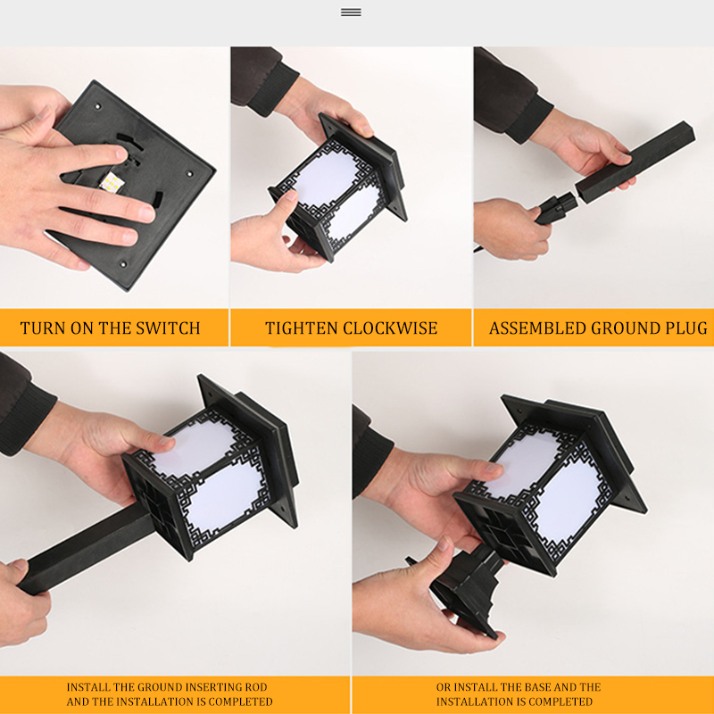 Lampe Solaire à LED pour le Jardin - Grande Lampe Carrée à Lumière Chaude et Double Usage