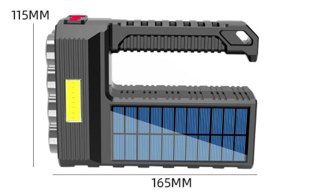 Lampe de Poche Solaire à LED - Projecteur Portatif Étanche et Puissant avec Pile au Lithium