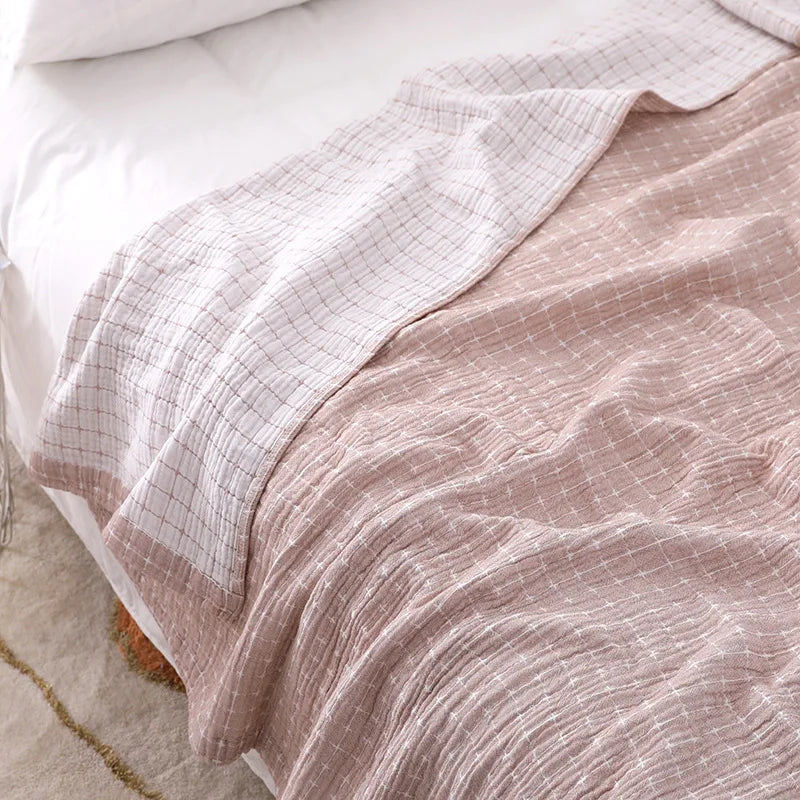 Couverture en Coton Simple et Décontractée à Carreaux - Doux et Confortable pour la Maison