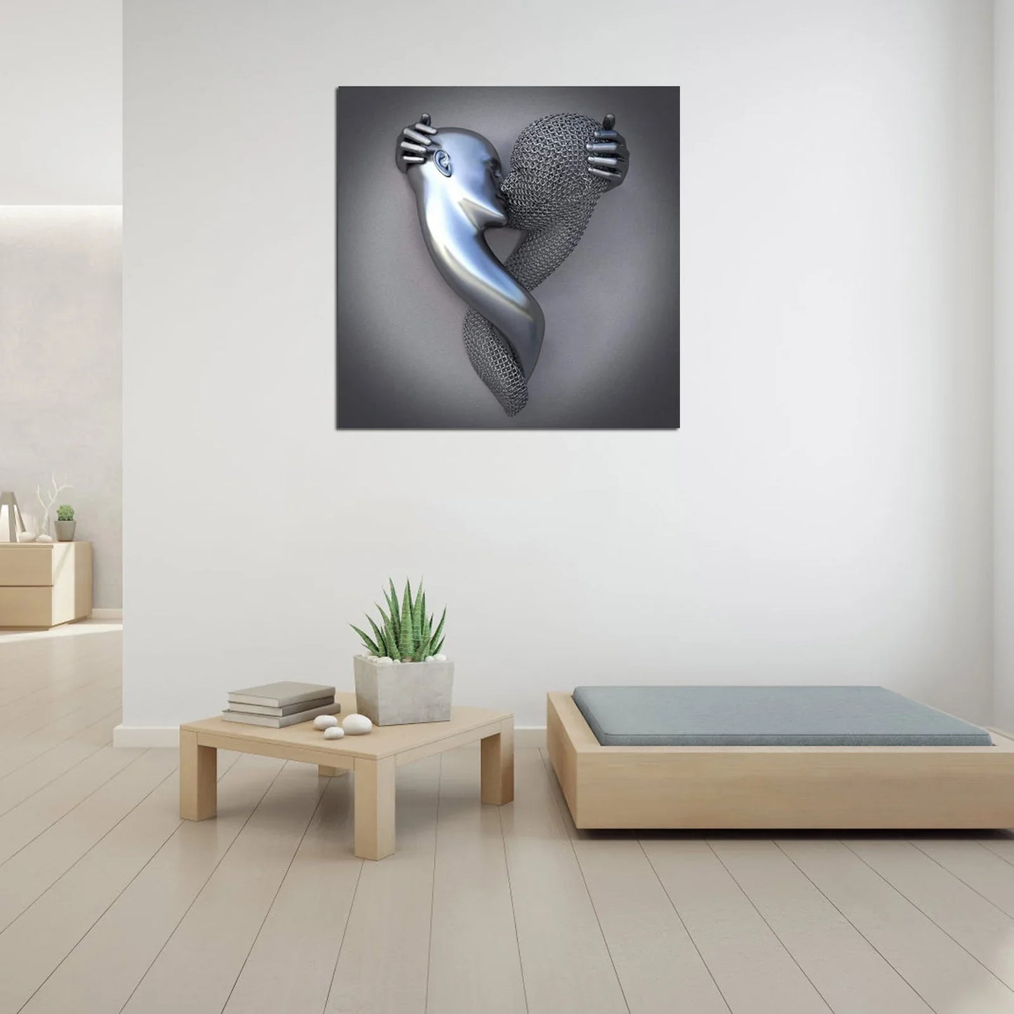 Canvas D' Amour avec Figurine Métallique Élégante au Design Moderne
