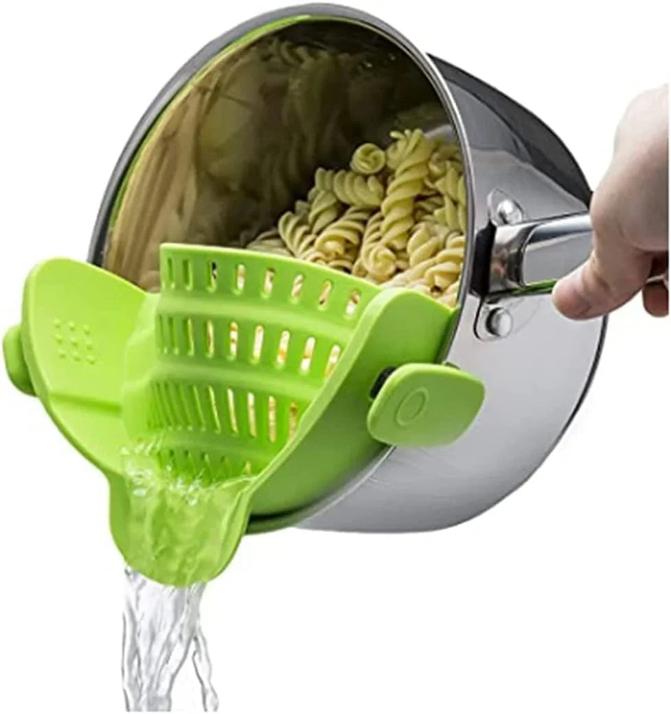 Passoire en Silicone avec Clip - Égouttoir Résistant à la Chaleur pour les Aliments