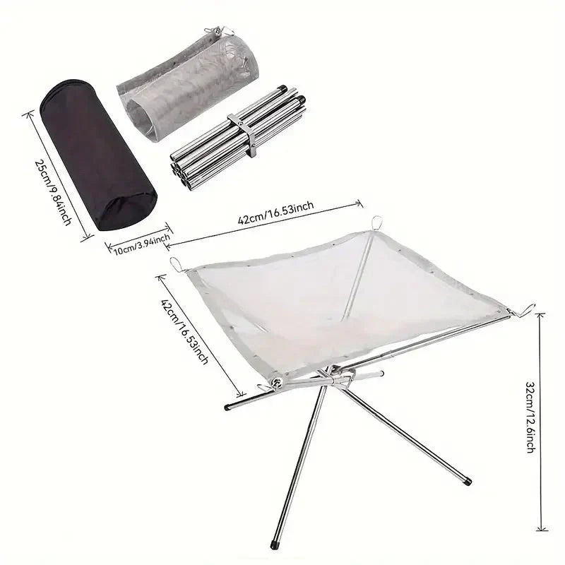 Support de Feu de Camp Pliable - Foyer Portable pour le Camping et le Plein Air