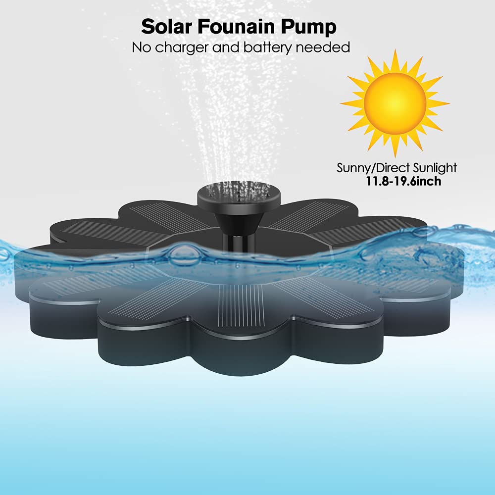 Fontaine à Énergie Solaire pour le Jardin - Design Floral Fontaine D' Eau pour Étangs et Piscines