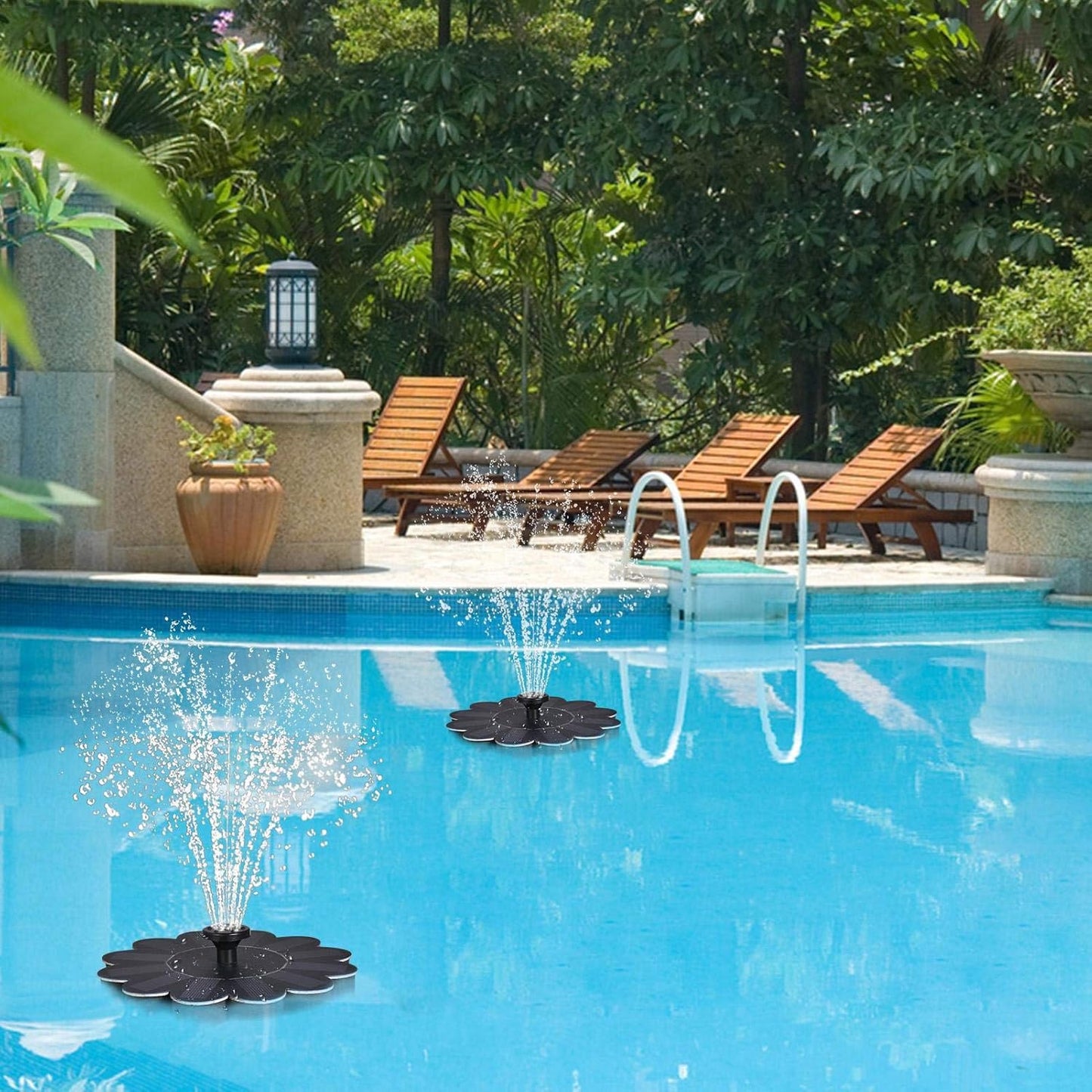 Fontaine à Énergie Solaire pour le Jardin - Design Floral Fontaine D' Eau pour Étangs et Piscines