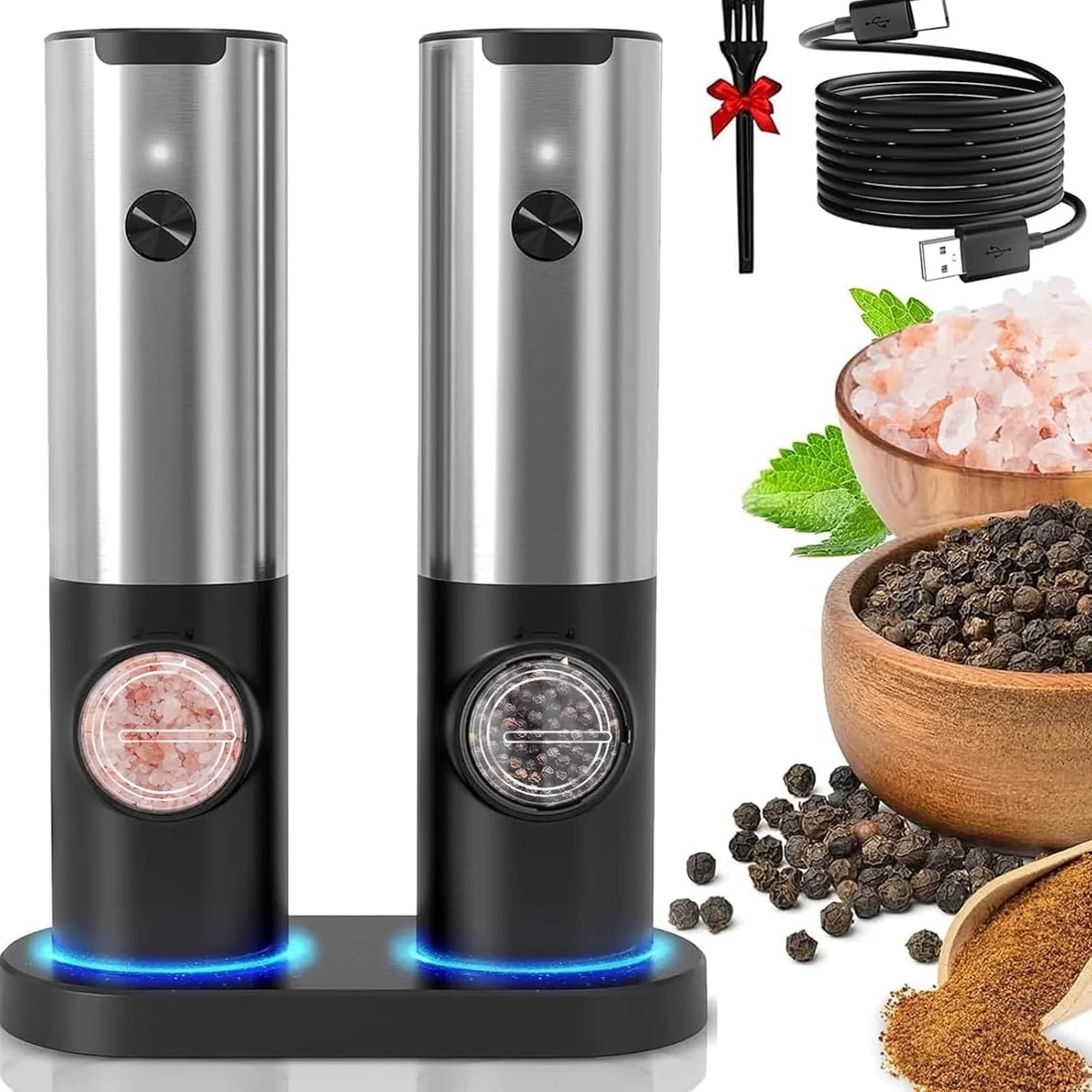 Moulin à Poivre et à Sel Électrique avec Batterie Rechargeable