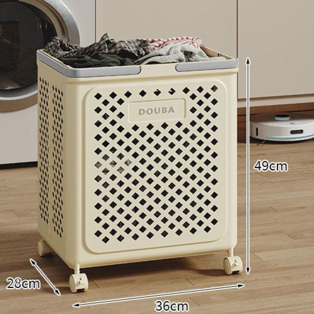 Panier à Linge Pliable avec Roulettes