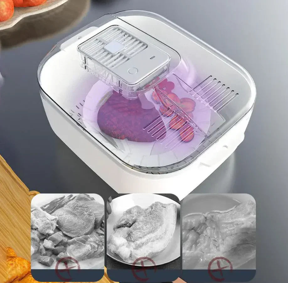 Boîte de Nettoyage Multifonctionnelle pour Fruits et Légumes - Nettoyeur Automatique avec Panier Égouttoir et Couvercle de Rangement