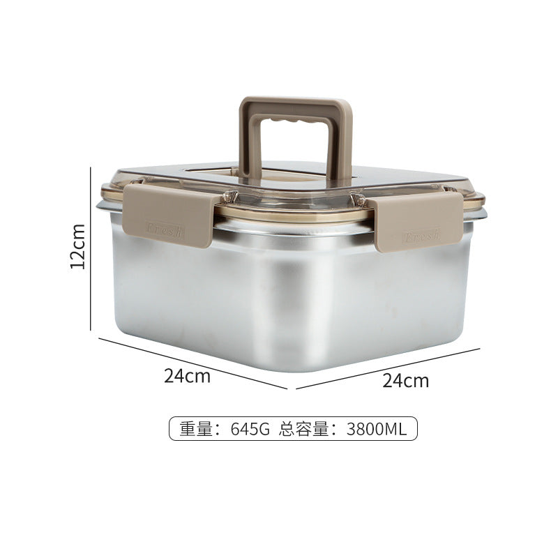 Boîte à Lunch de Grande Capacité en Acier Inoxydable 304 , de Qualité Alimentaire , Scellée et Épaisse , pour Réfrigérateur Extérieur , Micro-ondes et Conservation de Produits Frais Congelés