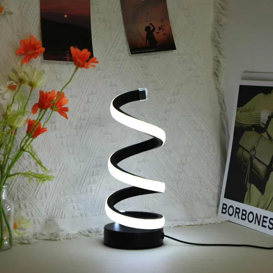 Lampe de Table Led en Spirale Moderne