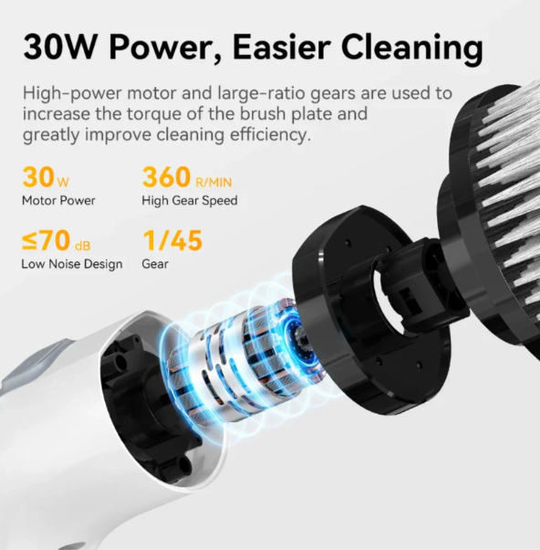 Brosse de Nettoyage Électrique Sans Fil avec 7 Embouts Interchangeables