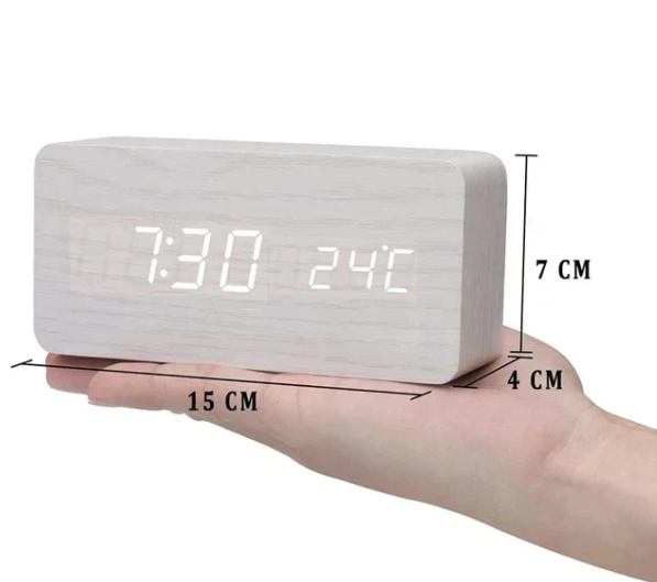 Horloge à Bois Led avec Activation Vocale
