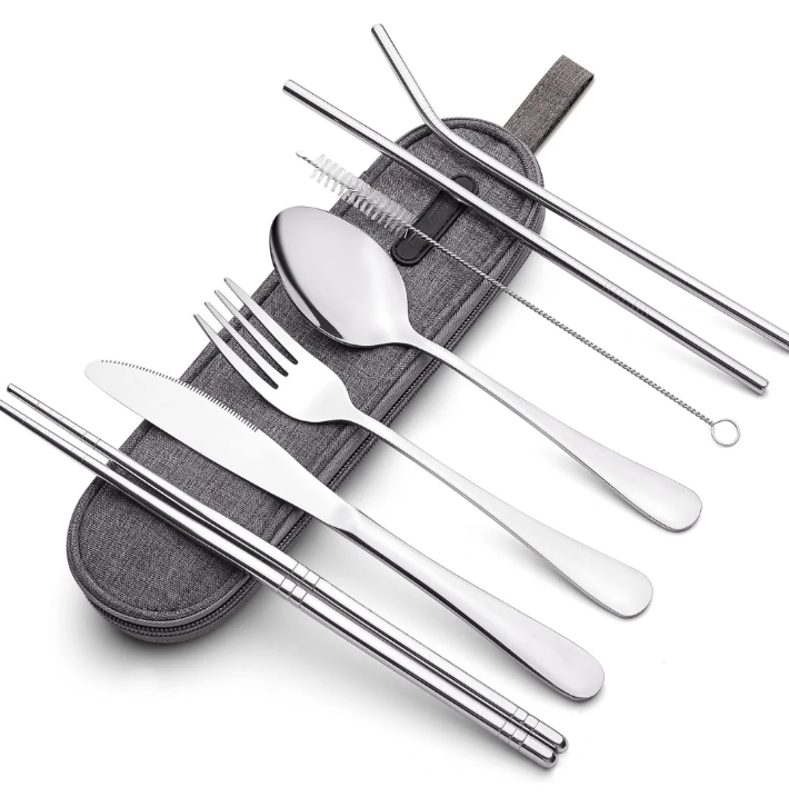 Set de Couverts Compact en Acier Inoxydable pour les Déplacements