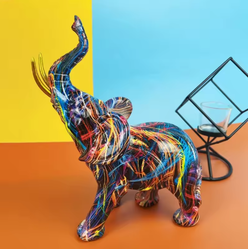 Statue D' Éléphant Colorée