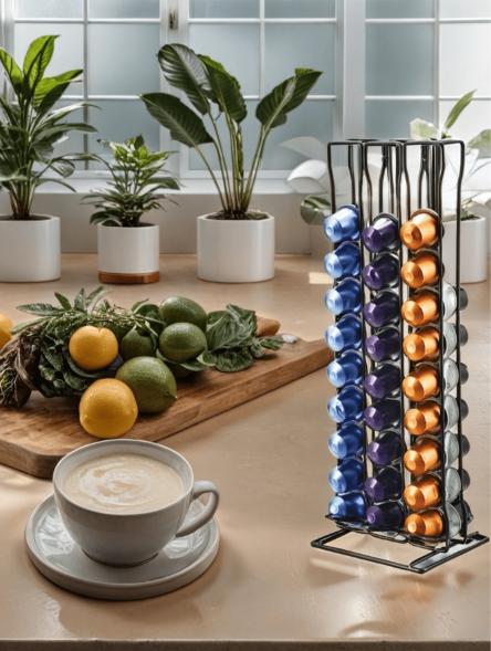 Support Vertical Élégant pour Capsules de Café - Peu Encombrant et Moderne