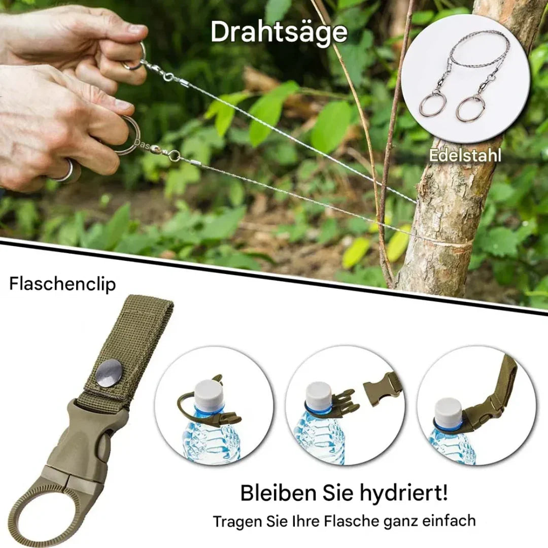 Kit de Survie et de Premiers Secours 38 en 1 avec Lampe de Poche et Boussole