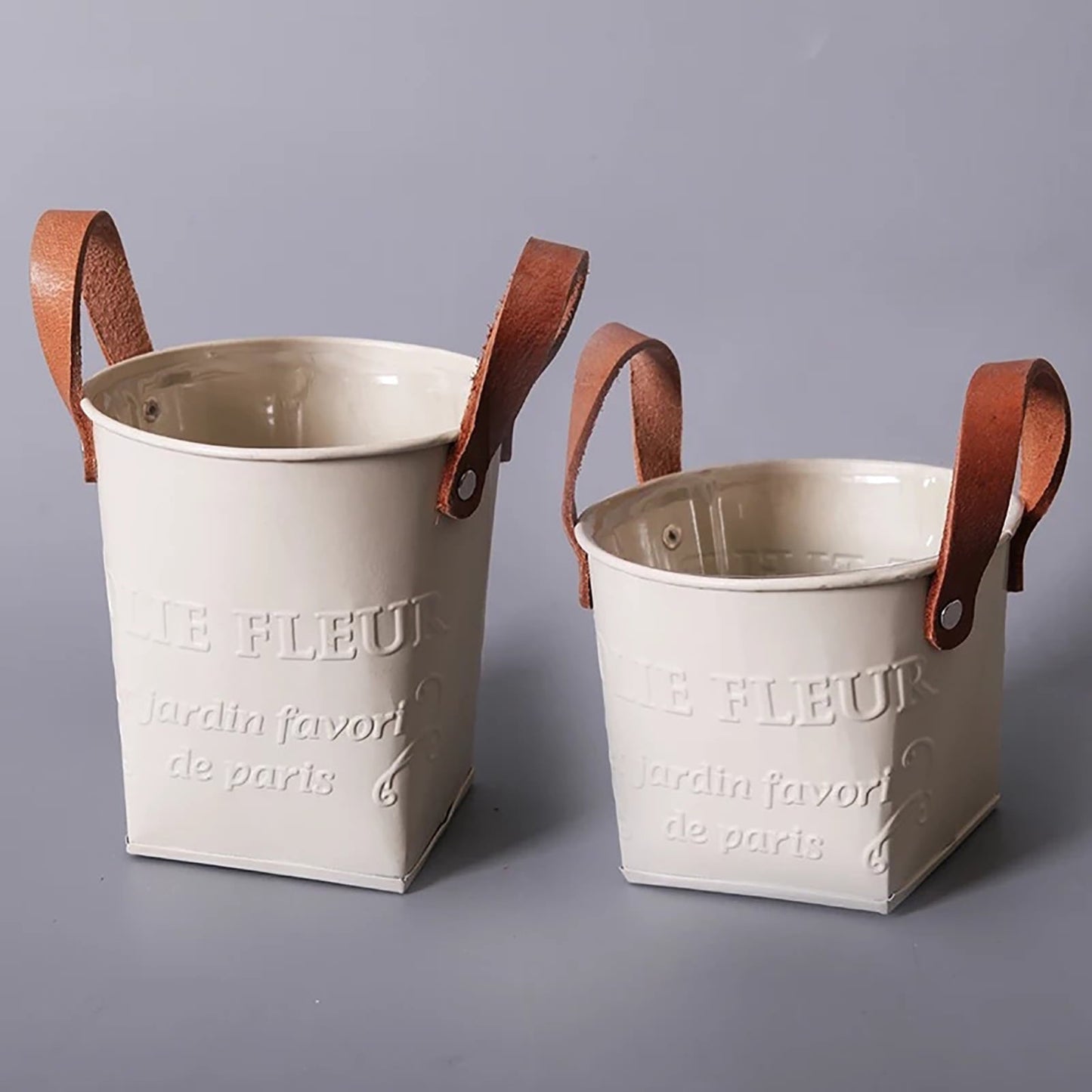 Pots De Plantes Décoratifs Avec Poignées En Cuir - Pots De Fleurs Pour La Maison Et Le Jardin