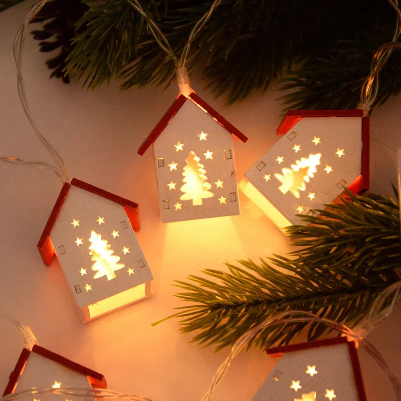 Maisons de Noël en Bois avec Éclairage Led pour une Décoration de Fête