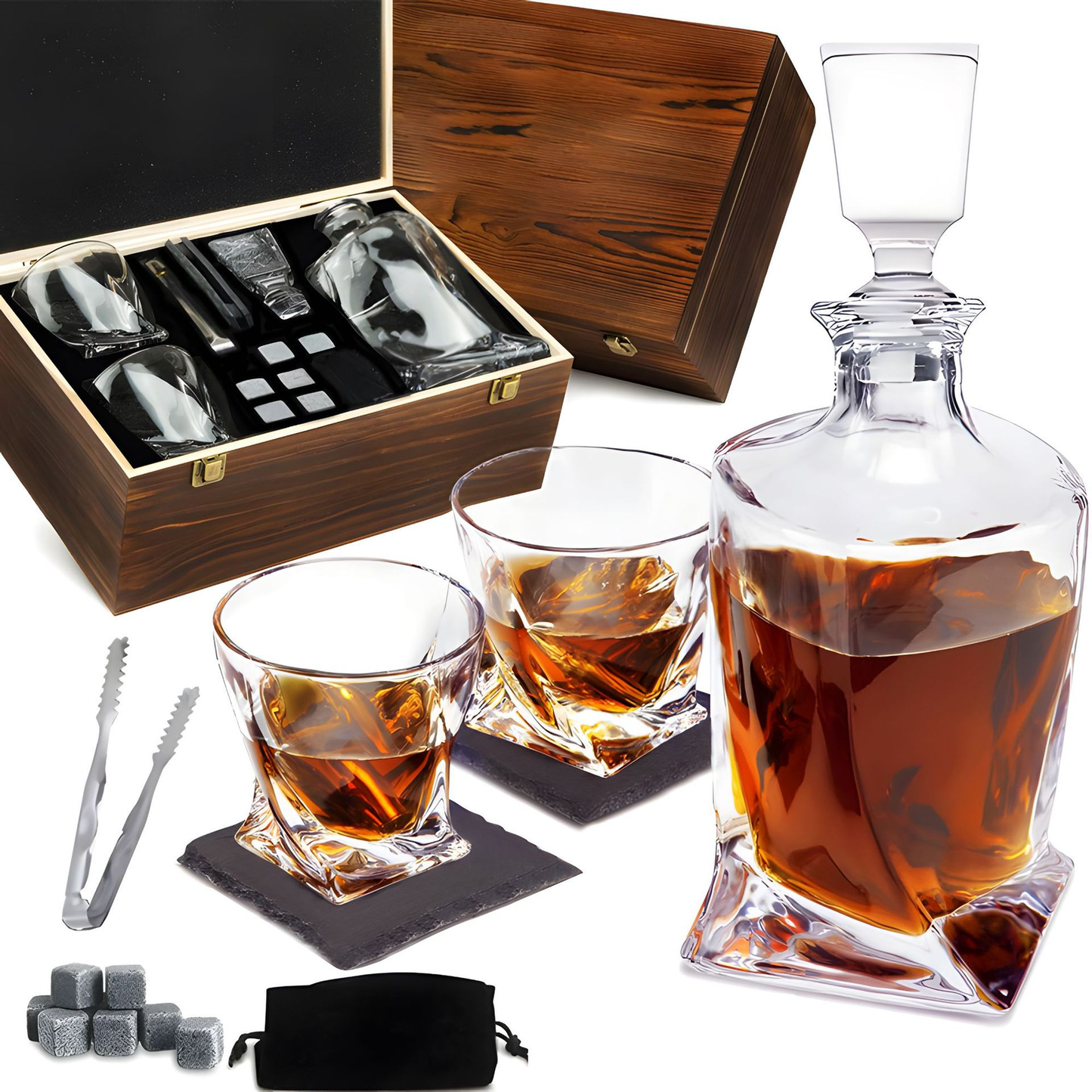 Set Exclusif de Whisky en Cristal avec Carafe et Gobelets