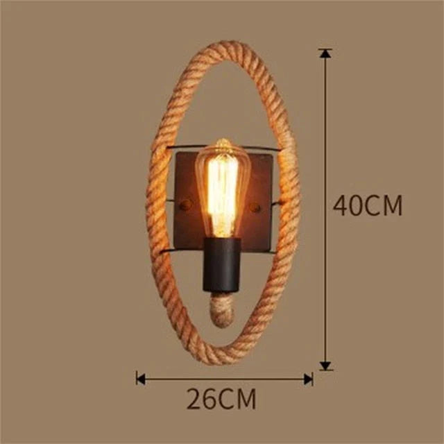 Applique Murale Vintage en Corde - Lampe Murale Rustique au Design Industriel