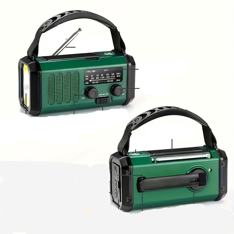 Radio D' Urgence Solaire avec Powerbank - Radio à Manivelle avec Lampe de Poche à Led pour le Camping et L' Extérieur