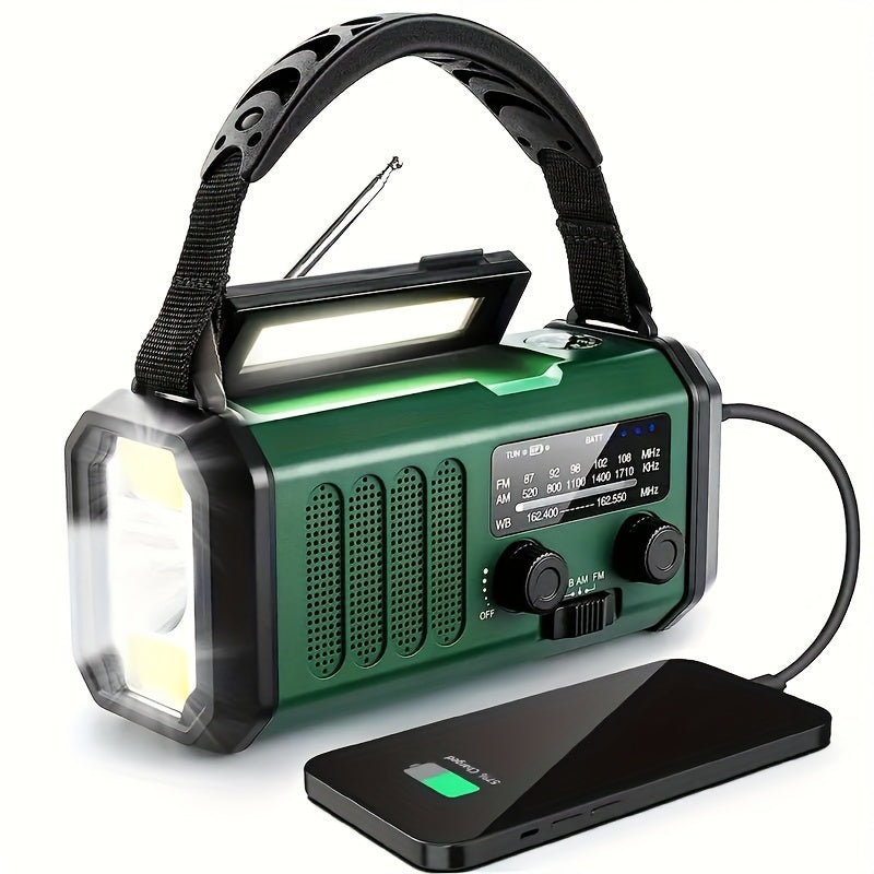 Radio D' Urgence Solaire avec Powerbank - Radio à Manivelle avec Lampe de Poche à Led pour le Camping et L' Extérieur