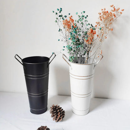 Pot De Fleurs En Fer Rétro Avec Poignées - Pot De Fleurs Décoratif En Métal Pour La Maison