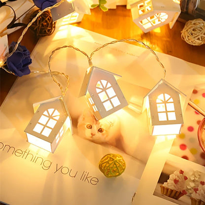 Chaînes Lumineuses LED Avec Mini-maisons - Lumières De Noël Décoratives Pour L' Intérieur