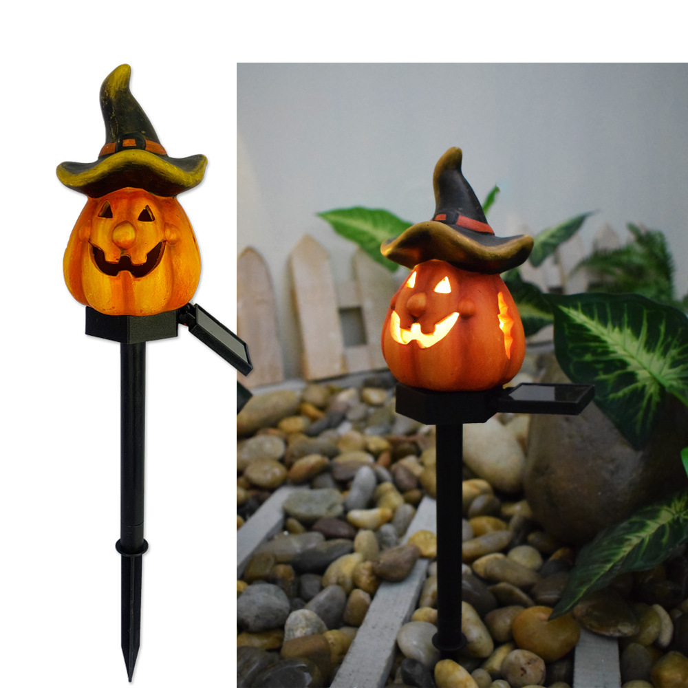 Lampes Solaires D' Halloween - Lampes de Jardin Décoratives à Led avec des Motifs de Citrouilles et de Sorcières