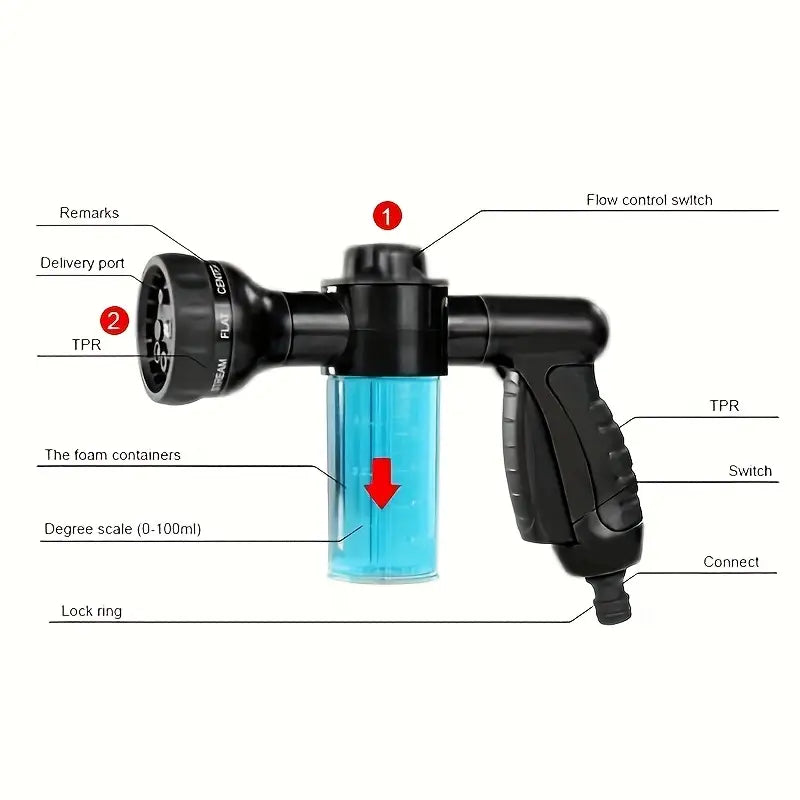 Pistolet de Lavage Auto Multifonctionnel - Pistolet Pulvérisateur avec Embout Microfibre pour un Nettoyage en Profondeur