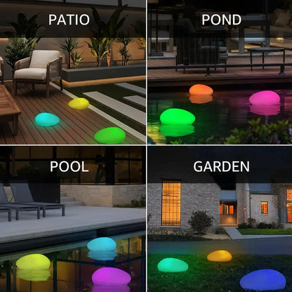 Pierres de Jardin Lumineuses avec Changement de Couleur - Lampes à Led Décoratives en Pierre pour L' Extérieur et le Jardin