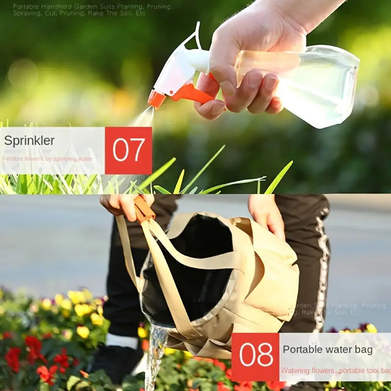 Set D' Outils de Jardinage avec Sac de Transport - Set de 10 Pièces pour L' Entretien du Jardin