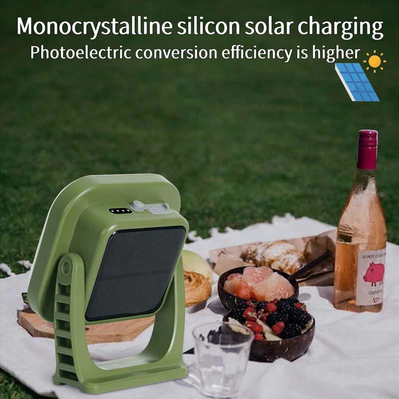 Lampe de Camping Solaire Rechargeable 80w avec Aimant et Fonction Zoom
