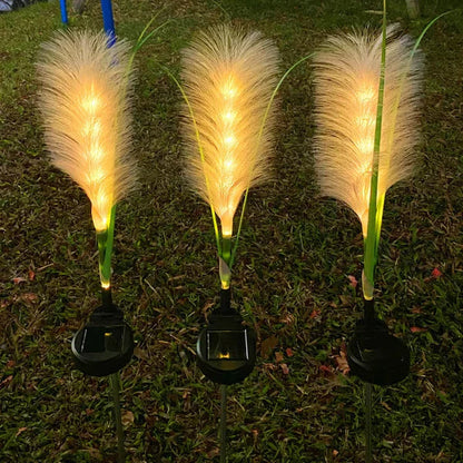 Eclairage Décoratif de Jardin en Rotin - Lampe Solaire en Design D' Herbe pour L' Extérieur