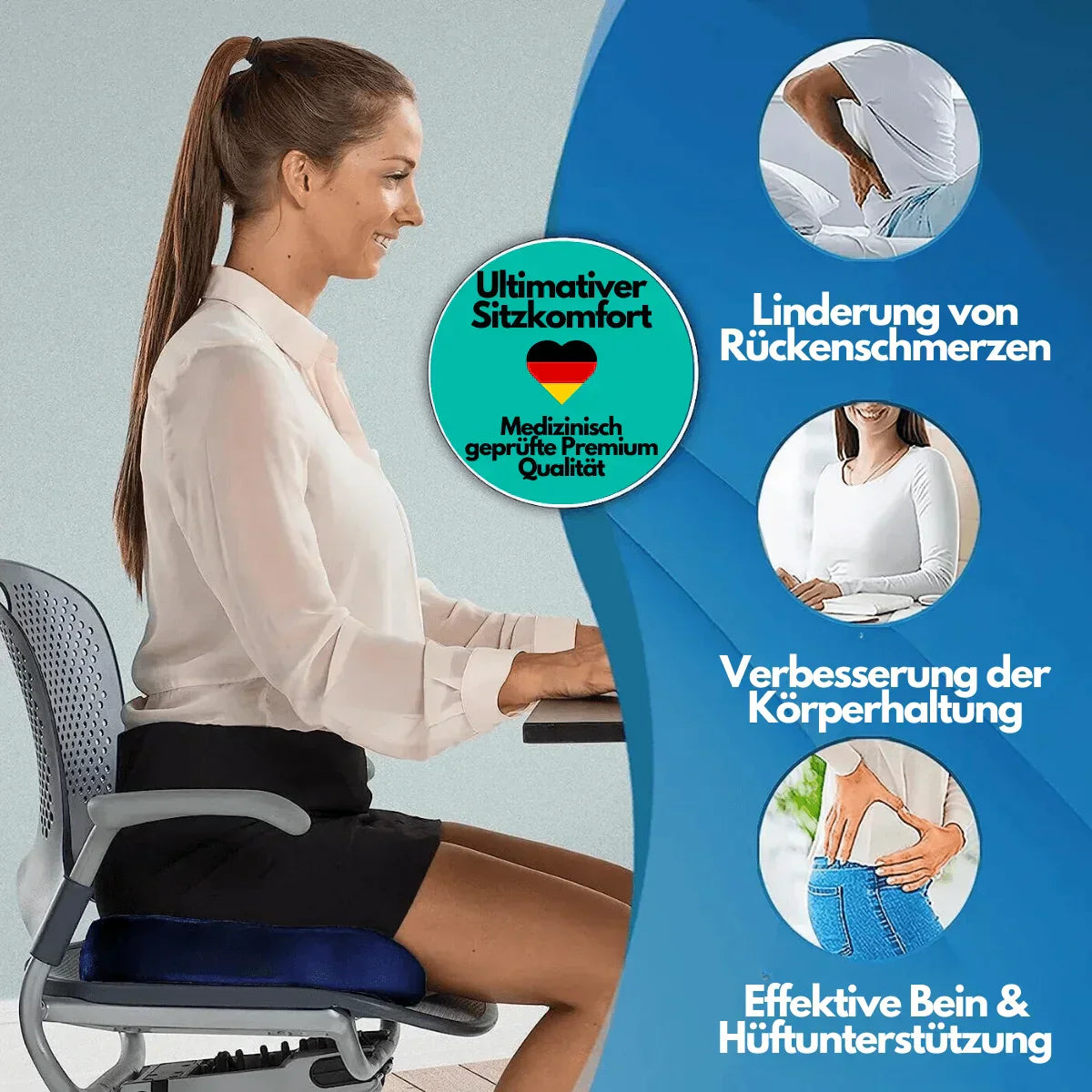 Coussin D' Assise Ergonomique 4d Confort avec Soutien Orthopédique