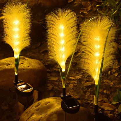 Eclairage Décoratif de Jardin en Rotin - Lampe Solaire en Design D' Herbe pour L' Extérieur
