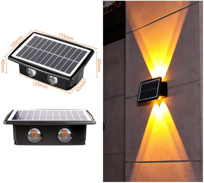 Applique Murale Solaire Led D' Extérieur avec Effet Up & Down - Éclairage Mural Moderne pour Jardin et Terrasse