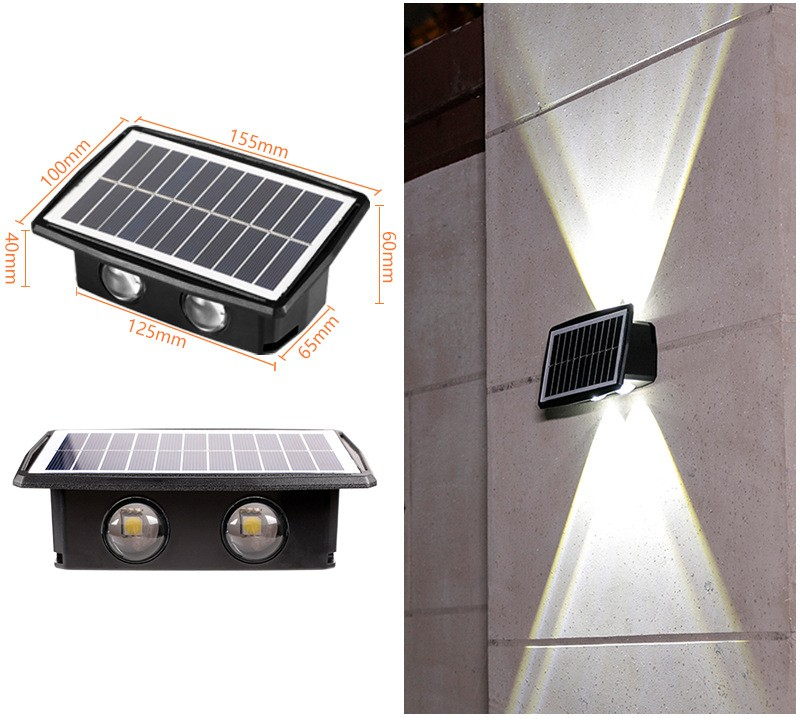 Applique Murale Solaire Led D' Extérieur avec Effet Up & Down - Éclairage Mural Moderne pour Jardin et Terrasse