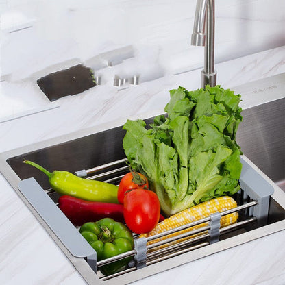 Egouttoir D' Évier Extensible - Porte-vaisselle et Porte-légumes à Faible Encombrement pour la Cuisine