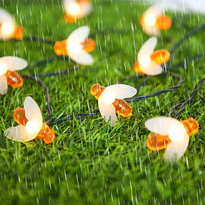 Chaîne Lumineuse Solaire Abeille - Lampes Décoratives LED Pour Jardin & Terrasse , Éclairage Extérieur Avec Design D' Abeille