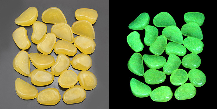 Pierres Lumineuses pour le Jardin & la Décoration - Galets Phosphorescents de Différentes Couleurs