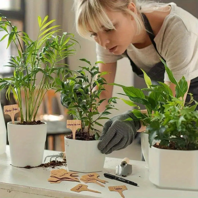 Etiquettes de Plantes en Bois pour le Jardin et le Balcon - Etiquettes Réinscriptibles pour les Herbes et les Plantes