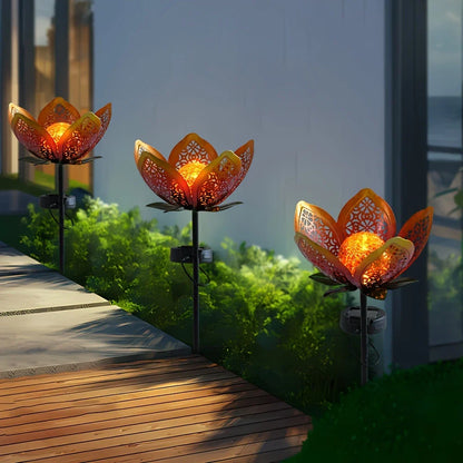 Lampe Solaire de Jardin Fleur de Lotus - Éclairage Extérieur Décoratif à Led pour le Jardin et la Cour